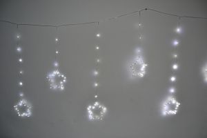 Venkovní vánoční osvětlení, závěs, hvězdy - bílé - 196 led
