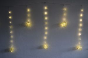 Venkovní vánoční osvětlení, závěs, koule - teple bílé - 196 led