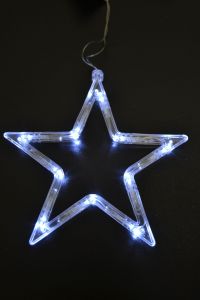 Závěsné bateriové vánoční osvětlení do okna hvězda bílá