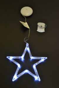 Závěsné bateriové vánoční osvětlení do okna hvězda bílá