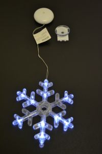 Závěsné bateriové vánoční osvětlení do okna vločka bílá