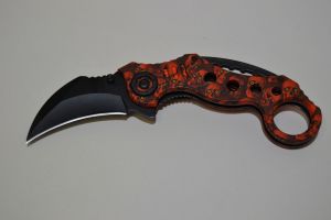 Zavírací nůž - karambit orange skull steel