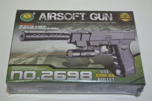 Plastová kuličkovka s laserem 2698, kuličková pistole, BB air sport gun