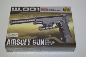 Plastová kuličkovka s laserem W 001, kuličková pistole, BB airsoft gun