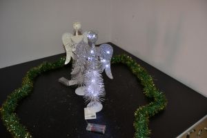 Vánoční osvětlení, drátěný anděl na baterie 36cm, stříbrný, bateriový