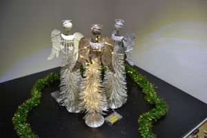 Vánoční osvětlení, drátěný anděl na baterie 48cm, šampaň, bateriový