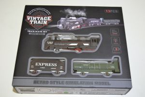Vláček na baterie Vintage Train + koleje, vlak