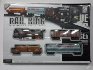 Vláček na baterie Rail King + koleje, vlak